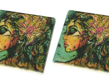 Glasunderlägg Limestone "Sunshine & Frosty Swirl" (4-pack)