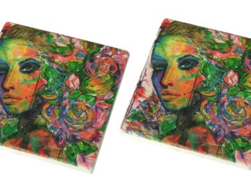 Glasunderlägg Limestone "Touched by an Angel" (4-pack)